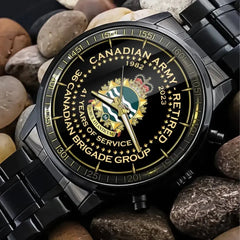 Personalized Canadian Army Retired Branch Logo Custom Served Time Watch