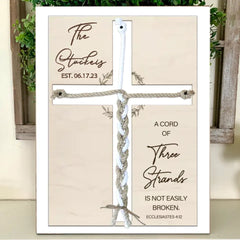 ENGRAVED, A Cord of Three Strands is Not Easily Broken Unity Ceremony Sign, Personalized Gift for Couple, Anniversary Gift