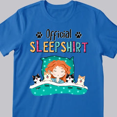 Official Sleep Shirt, Girl And Her Cats & Dogs, Personalized Dog & Cat Lovers T-shirt