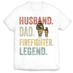 Personalized Husband Dad Fierefighter Legend Firefighter & Chirldren T-shirt