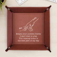 Empty Your Pockets Daddy - Personalized Leather Valet Tray