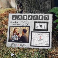 Custom Engagement Gift For Couple He Asked She Said Yes Photo Slate