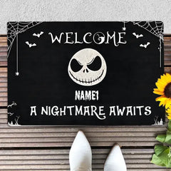 Personalized Doormat Welcome A Nightmare Await Attractive Halloween Gift for Family