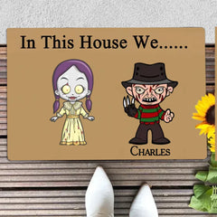 Personalized Doormat In This House We Horror Movie Design Creative Halloween Gift