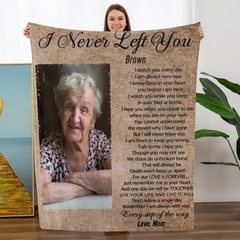 Personalized I Never Left You Poem Memorial Throw Blanket with Photo and Name Remembrance In Loving Memory Sympathy Gift for Loss of Loved One