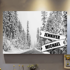 Winter Road Multi-Names Premium Canvas