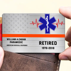 Personalized EMS/EMT/Paramedic/Firefighter/Police Custom LOGO, Department & Name Aluminum Wallet Card