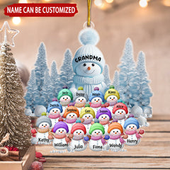 Christmas Blue Vibe Snowman Grandma Mom Colorful Kids Personalized Acrylic Ornament