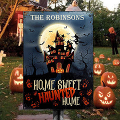 Happy Halloween Haunted Home Custom Classic Metal Signs, Personalized Halloween Decor, Yard Decor