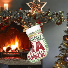 Personalized Word Cloud Christmas Stocking with Repeating Name Fireplace Decor Christmas Gift for Family Kid