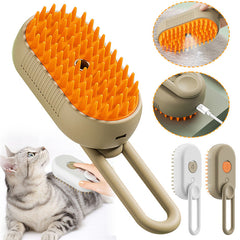 🐾 Self-Cleaning Steam Pet Brush – 3-in-1 Groomer, Massager & Hair Remover for Cats & Dogs