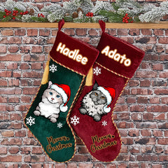 Cat Meowy Christmas - Personalized Cats Christmas Stocking