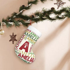 Personalized Word Cloud Christmas Stocking with Repeating Name Fireplace Decor Christmas Gift for Family Kid