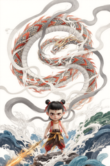 Young Nezha Sticker – Playful & Fearless Chinese Mythology Decal-8