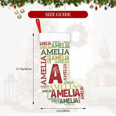 Personalized Word Cloud Christmas Stocking with Repeating Name Fireplace Decor Christmas Gift for Family Kid