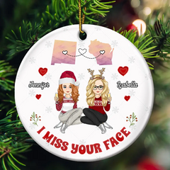 I Miss Your Face - Personalized Circle Ceramic Ornament