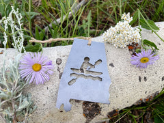 Alabama State Kayaker Ornament made from Raw Steel Rustic Metal Ornament Sustainable Explore Lake Ocean River Steel Anniversary Birthday