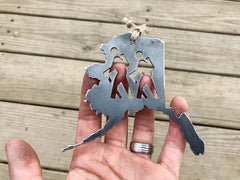 Alaska State Hikers Ornament made from Raw Steel Anniversary Gift Christmas Tree Decoration Denali Wrangell-St. Elias National Park Hiking