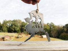 Alaska State Hikers Ornament made from Raw Steel Anniversary Gift Christmas Tree Decoration Denali Wrangell-St. Elias National Park Hiking