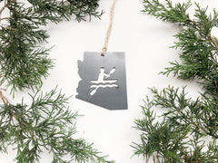 Arizona State Kayak Ornament Made From Recycled Raw Steel Metal Outdoors Adventure Kayaking Rivers Colorado River Lake Water Boat