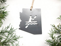 Arizona State Kayak Ornament Made From Recycled Raw Steel Metal Outdoors Adventure Kayaking Rivers Colorado River Lake Water Boat