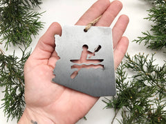 STATE Kayak Metal Ornament made from Raw Steel Sustainable Gift Explore White Water Adventure Gift River Lake Ocean Made in USA by US