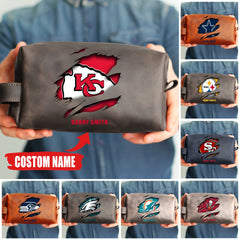 Personalized Leather Toiletry Bag for Football Players, Football Graduation Gifts, Gift for Football Lovers, Team Gift Ideas, Husband Gift