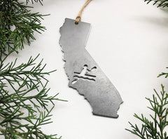 California State Kayak Ornament Rustic Raw Steel Metal Christmas Tree Holiday Gift Stocking Stuffer Kayaker Kayaking River Ocean Bay Yak
