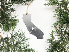 California State Kayak Ornament Rustic Raw Steel Metal Christmas Tree Holiday Gift Stocking Stuffer Kayaker Kayaking River Ocean Bay Yak