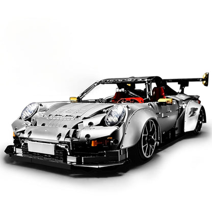 1:8 Sliver Porsche GT2 RS with Electric Suspension Lifting, Electric Doors Remote Control Model (3389 Pcs)