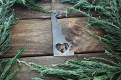 Delaware State Ornament Made from Recycled Raw Steel Christmas Tree Decoration Host Gift Wedding Gift Housewarming Gift Country Rustic Metal