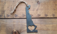 Delaware State Ornament Made from Recycled Raw Steel Christmas Tree Decoration Host Gift Wedding Gift Housewarming Gift Country Rustic Metal