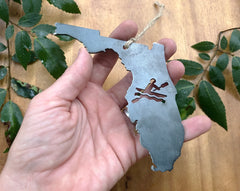 Florida State Kayak Ornament Made from Raw Steel Anniversary River Kayaking Ocean Kayak Adventures Outdoor Gift MADE in USA by US