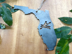 Florida State Kayak Ornament Made from Raw Steel Anniversary River Kayaking Ocean Kayak Adventures Outdoor Gift MADE in USA by US