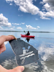 Georgia State Kayaking Ornament made from Recycled Steel with kayak GA Rustic Farmhouse Christmas Tree Decor Kayaker Whitewater Adventures