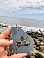 Georgia State Kayaking Ornament made from Recycled Steel with kayak GA Rustic Farmhouse Christmas Tree Decor Kayaker Whitewater Adventures
