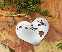 Hawaii Kayak State Ornament Made from Raw Steel Christmas Tree Decoration Host Gift Wedding Gift Steel Anniversary Hawaiian Islands Trip