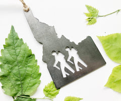 Idaho State Hikers Ornament made from Mild Raw Steel Anniversary Gift Explore Hiking Trails Adventure Mountains National Parks