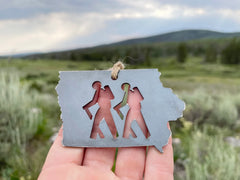 Iowa State Hikers Ornament made from Mild Raw Steel Anniversary Gift Sustainable Gift Christmas Ornament Cabin Decor National Park