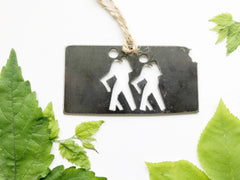 Kansas State Hikers Ornament made from Mild Raw Steel Anniversary Gift Eco Friendly Holiday Gift Hiking Trails Adventure Explore Outdoors