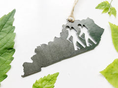 Kentucky State Hikers Christmas Ornament made from Mild Raw Steel Anniversary Gift Sustainable Gift Explore Trails Adventure National Parks