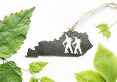 Kentucky State Hikers Christmas Ornament made from Mild Raw Steel Anniversary Gift Sustainable Gift Explore Trails Adventure National Parks