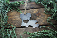 Louisiana State Ornament Made from Raw Steel Christmas Tree Decoration Host Gift Wedding Gift Housewarming Gift Rustic Farmhouse