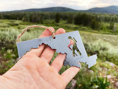 Maryland State Hiker Metal Ornament made from Raw Steel Anniversary Gift Holiday Gift Stocking Stuffer Sustainable Gift Hiking Gift