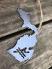 Michigan State Kayaking Ornament Metal with heart Raw Steel kayak Rustic Christmas Tree Decorations Kayaker Water River Adventures