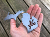 Michigan State Kayaking Ornament Metal with heart Raw Steel kayak Rustic Christmas Tree Decorations Kayaker Water River Adventures