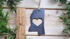 Mississippi State Ornament Made from Raw Steel Christmas Decoration Host Gift Wedding Gift Housewarming Gift Rustic Wedding Gift