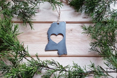 Mississippi State Ornament Made from Raw Steel Christmas Decoration Host Gift Wedding Gift Housewarming Gift Rustic Wedding Gift