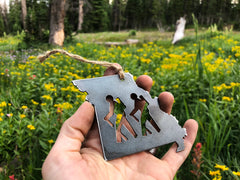 Missouri State Hikers Metal Ornament made from Raw Steel Anniversary Gift Hiking Buddy Gift National Forest Adventure Trail Partner Gift
