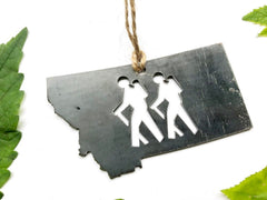 Montana State Hikers Ornament made from Raw Steel Anniversary Gift Glacier National Park Lewis and Clark National Forest Hiking Buddy Gift